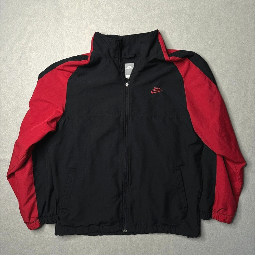 Vintage Nike Y2K Windbreaker Jacket Men’s Size L Black Red Swoosh